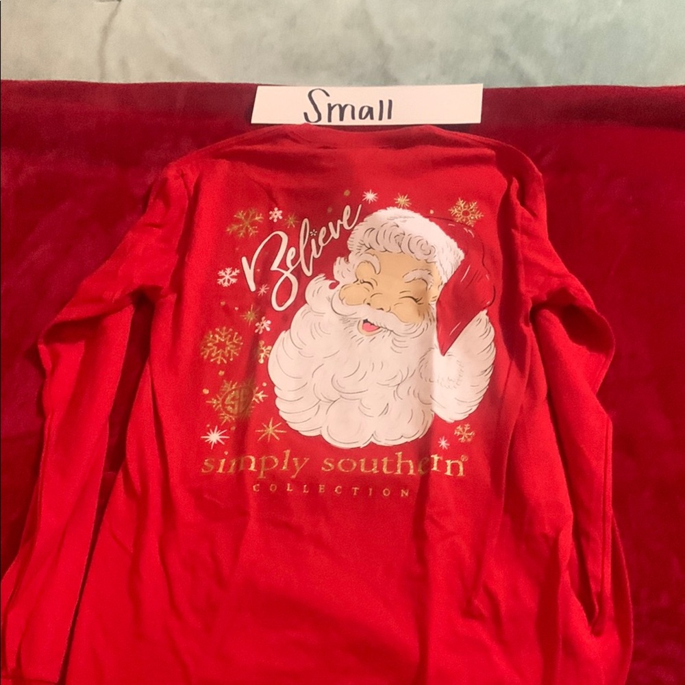2/$24 Simply Southern Festive Red Santa Shirt